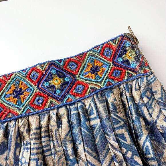 NWT Anthropologie Hemant & Nandita Pleated Beaded Midi Skirt Size XS - Picture 4 of 14